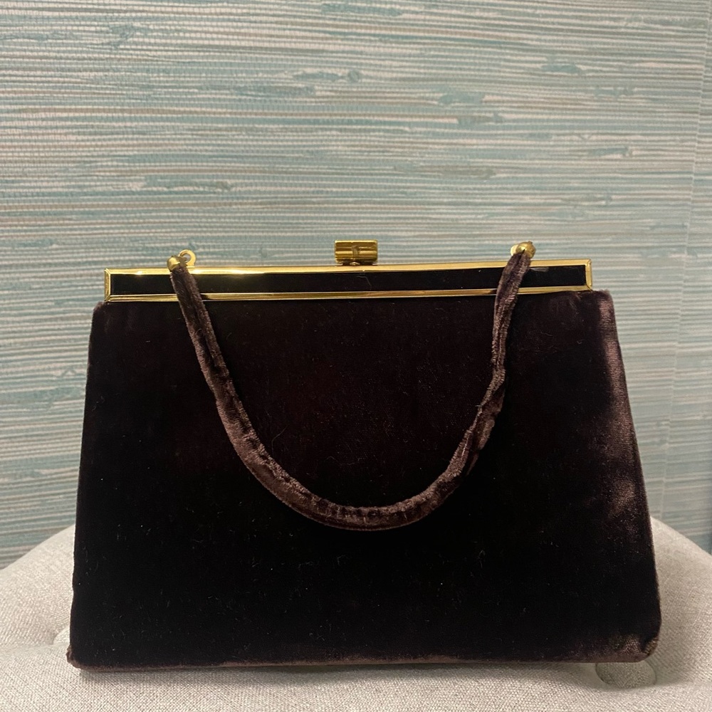 Luxurious Andes Vintage Velvet Mini Bag with Gold Tone Frame